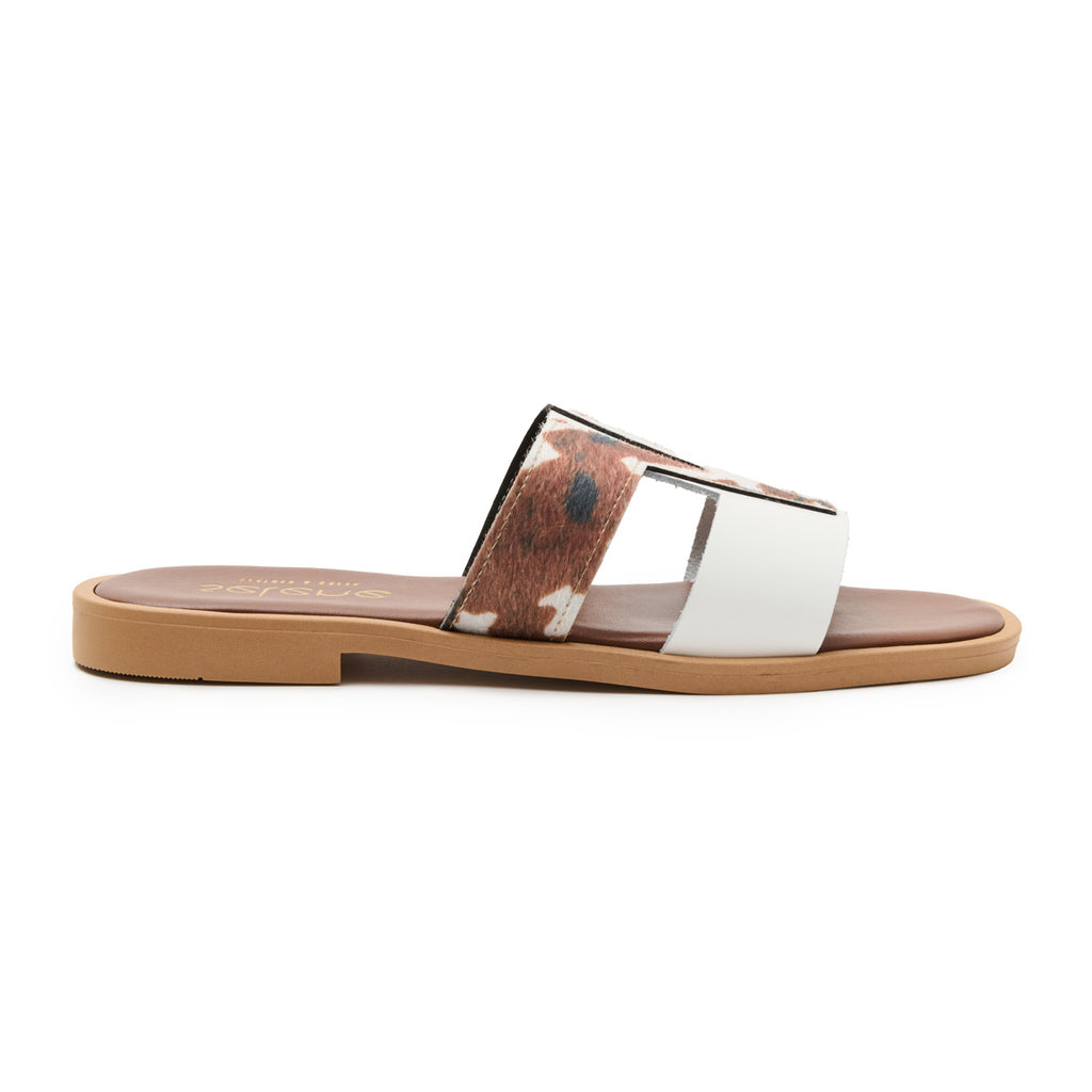 Soft Σανδάλι S80 - Λευκό & Cow Print