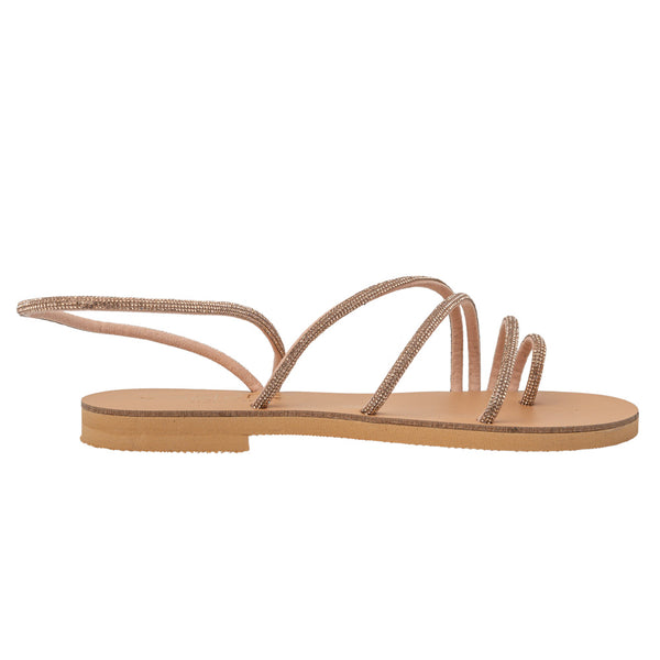 Flat Σανδάλι με στρας 23G23 - Ροζ Χρυσό