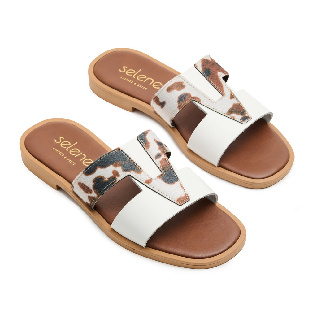 Soft Σανδάλι S80 - Λευκό & Cow Print